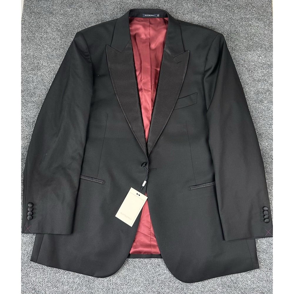 NWT SuitSupply Lazio Tuxedo Black Blazer Jacket‎ Slim Barberis Canonico Wool 50